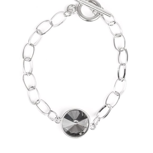 NWT grey silver T clasp bracelet - Picture 2 of 2